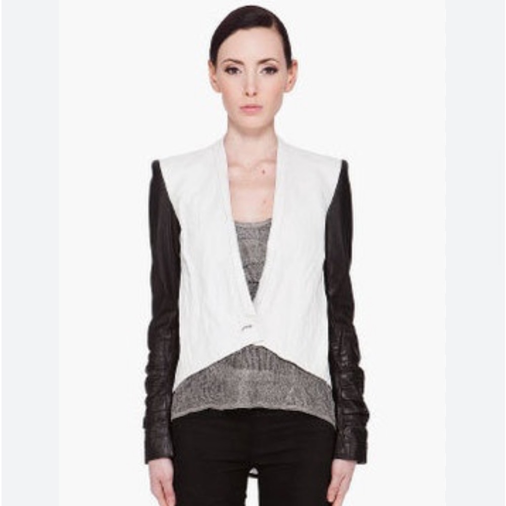 Helmut Lang Leather Linen Moto Jacket Size 0
